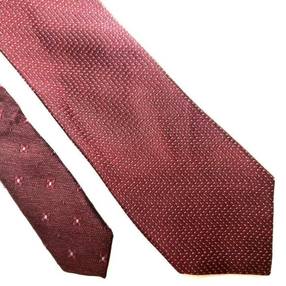 Jhane Barnes Silk Tie Red Woven Geometric Skinny‎ - Picture 1 of 6